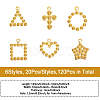 120Pcs 6 Style Ion Plating(IP) 304 Stainless Steel Pendant Rhinestone Settings STAS-CA0002-11-2