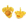 Leaf Brass Stud Earring Findings with Round Tray KK-G502-09G-2