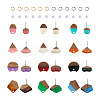 DIY 12 Pairs 12 Style Two Tone Resin & Walnut Wood Stud Earring Findings DIY-CW0001-35-2