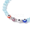 Cat Eye & Handmade Evil Eye Lampwork Round Beaded Stretch Bracelets for Women BJEW-JB12289-01-3