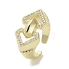 Brass Micro Pave Cubic Zirconia Open Cuff Ring RJEW-K256-56G-1