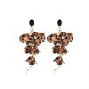 Bohemian Style Alloy & Leopard Print Cloth Stud Earrings FS-WG62249-02-3