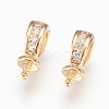 Brass Cup Pearl Peg Bails Pin Pendants KK-P150-17G-1