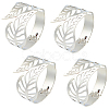 4Pcs Leaf Iron Cuff Bangles BJEW-SP0001-15P-1