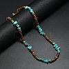 Synthetic Turquoise Chips & Coconut Disc Beaded Necklace PW-WG14432-01-1