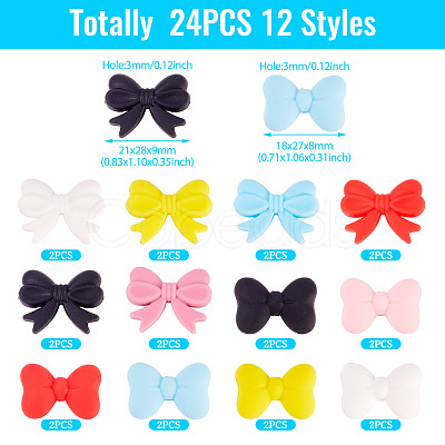 24Pcs 12 Styles Silicone Beads SIL-TA0002-93-1