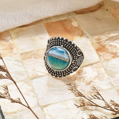 Natural Banded Agate Adjustable Rings RJEW-I108-03AS-04-1