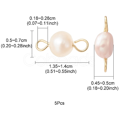 Natural Cultured Freshwater Pearl Connector Charms PALLOY-YW0001-52-1