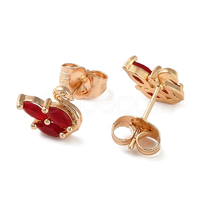 Brass Rhinestone Stud Earrings EJEW-Z021-06KCG-1