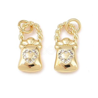 Brass Micro Pave Clear Cubic Zirconia Pendants KK-G544-08G-02-1