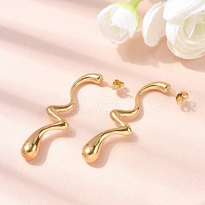 304 Stainless Steel Irregular Teardrop Stud Earrings EJEW-P330-02G-1