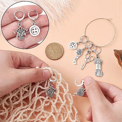 Sewing Theme Alloy Multifunction Pendant Decorations HJEW-CJ00004-1