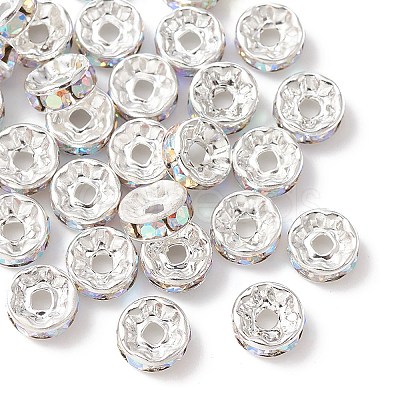 Brass Rhinestone Spacer Beads RB-YW0001-04D-02S-1
