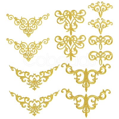 12Pcs 6 Styles Polyester Computerized Embroidery Iron on/Sew on Patches PATC-GO0001-09-1
