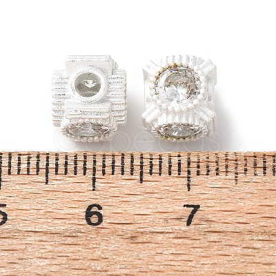 Brass Pave Cubic Zirconia Beads KK-C157-27S-1