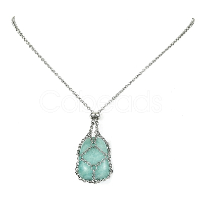 Tarnish Resistant 304 Stainless Steel Cable Chains Macrame Pouch Empty Stone Holder for Pendant Necklaces Making NJEW-TA00084-01-1