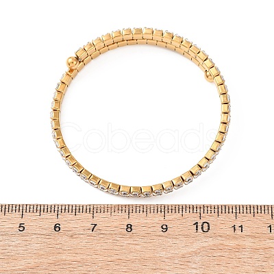 304 Stainless Steel Micro Pave Cubic Zirconia Open Cuff Bangles for Women BJEW-K293-04B-G-1