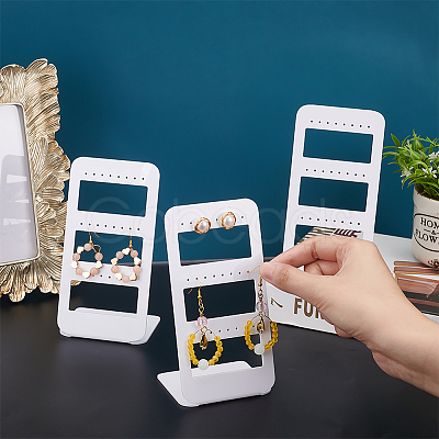 6Pcs 3 layers 24-Hole Acrylic Earring Display Stands ODIS-PH0001-52-1