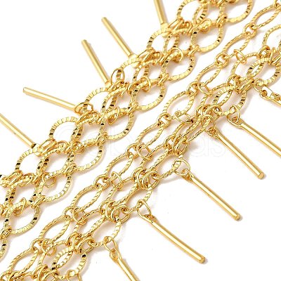 3-Row Brass Textured Oval Link Chains CHC-L053-01G-04-1