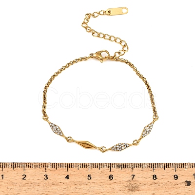 304 Stainless Steel Pave Clear Cubic Zirconia Link Chain Bracelets for Women SA-CBAABBA-07B-G-1