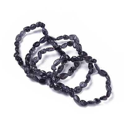Natural Iolite/Cordierite/Dichroite Bead Stretch Bracelets BJEW-K213-41-1