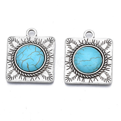 Synthetic Turquoise Pendants PALLOY-N157-027-1