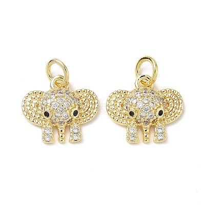 Brass Micro Pave Cubic Zirconia Charms KK-L253-10G-1