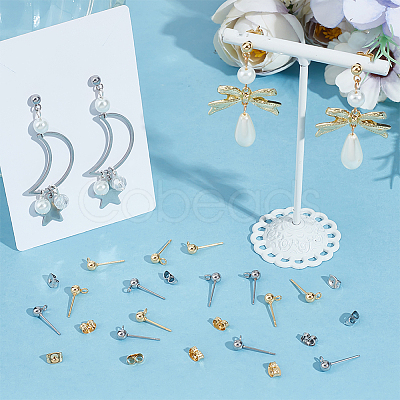 100Pcs 2 Style 304 Stainless Steel Round Ball Post Stud Earring Findings STAS-BBC0004-81-1