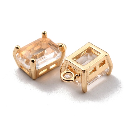Rack Plating Brass Glass Charms KK-D070-04G-1
