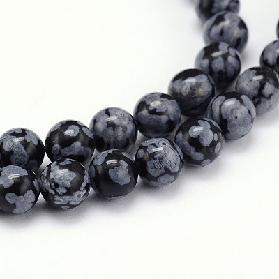 Natural Snowflake Obsidian Round Bead Strands G-J303-09-6mm-1