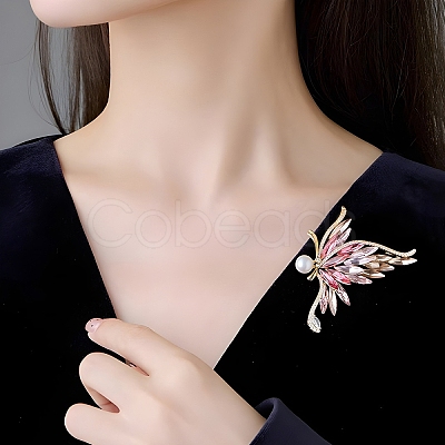 Butterfly Alloy Rhinestone Brooches for Backpack Clothes PW-WGFD049-02-1