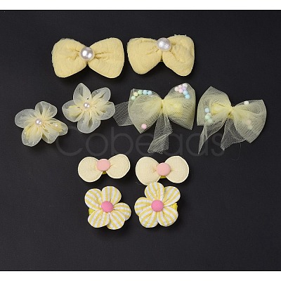 5 Pair 5 Style Bowknot & Flower Polyester Alligator Hair Clips PHAR-C012-01E-1