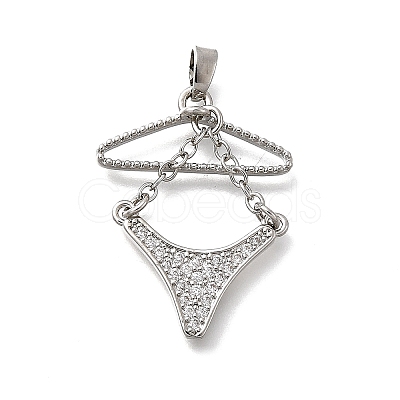 Brass Micro Pave Cubic Zirconia Charms KK-P336-03A-P-1