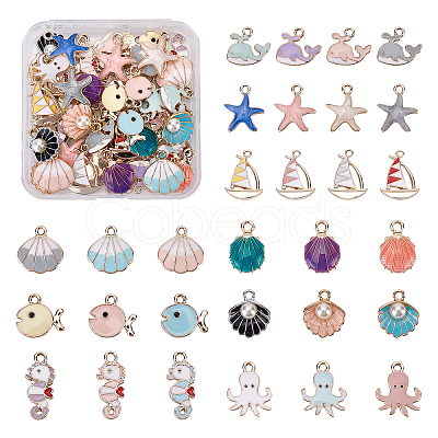 Ocean Theme Alloy Enamel Pendants ENAM-BC0001-04-1