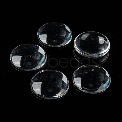 Transparent Glass Cabochons X-GGLA-R026-35mm-1