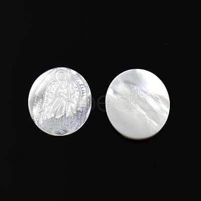 Natural White Shell Cabochons SSHEL-N034-138-1