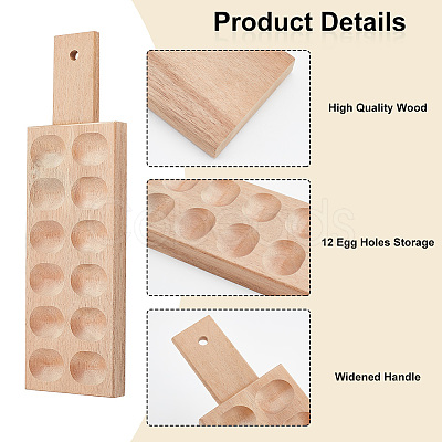 Rectangle Wooden 12 Egg Holes Storage Tray ODIS-WH0030-27-1