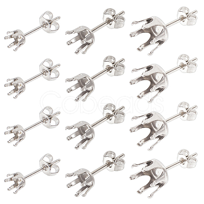 SUNNYCLUE 90Pcs 3 Size 304 Stainless Steel Post Stud Earring Settings STAS-SC0004-85-1