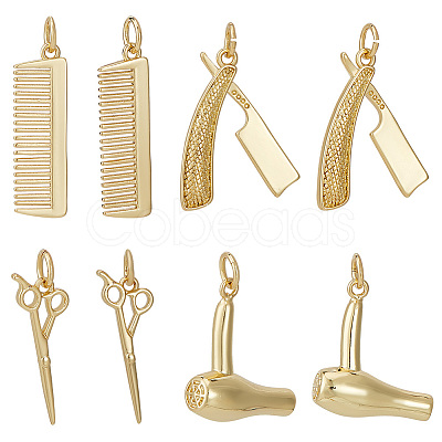 8Pcs 4 Style Brass Pendants KK-BBC0012-91-1