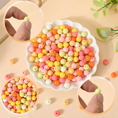 500Pcs Rubberized Style Imitated Silicone Acrylic Beads OACR-SP0001-33C-1