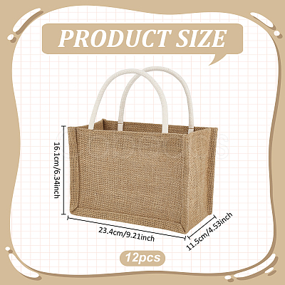 Reusable Jute Tote Bags AJEW-WH0816-490-1