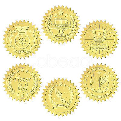 6 Patterns Aluminium-foil Paper Adhesive Embossed Stickers DIY-WH0451-001-1