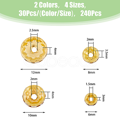 HOBBIESAY 240Pcs 8 Styles Iron & Brass Rhinestone Spacer Beads FIND-HY0002-96-1