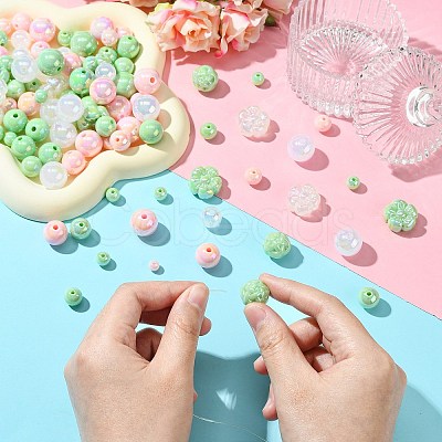 250G UV Plating Rainbow Iridescent Opaque Acrylic Beads PACR-CJ0001-38B-1