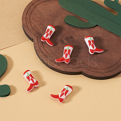 5Pcs Boot Baking Paint Glass Enamel Beads LAMP-TADJ0001-08E-1