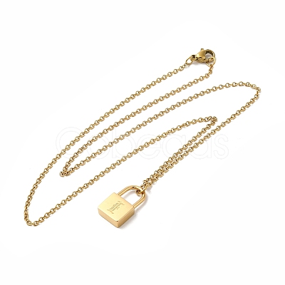 304 Stainless Steel Rolo Chain Pendant Necklaces NJEW-S444-01G-05-1
