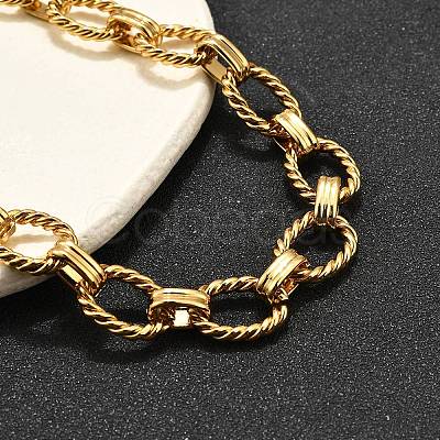 304 Stainless Steel Twisted Oval Link Chain Necklaces NJEW-R023-13G-1