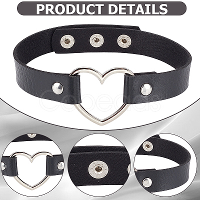 2Pcs 2 Styles Punk Rock Style PU Leather Necklaces NJEW-CL0001-27-1