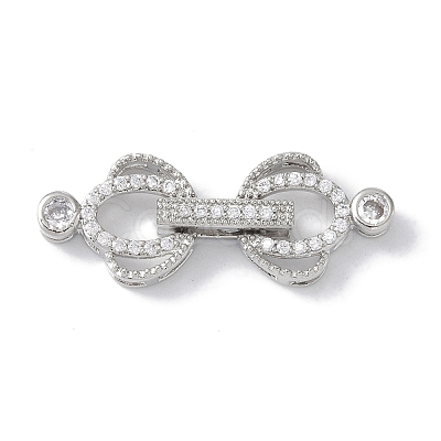 Rack Plating Brass Micro Pave Clear Cubic Zirconia Fold Over Clasps KK-NH0002-03F-P-1