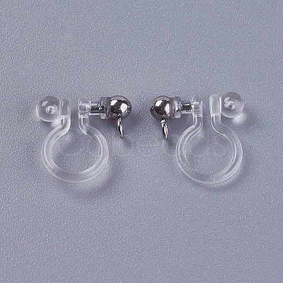 Transparent U Type Alloy Ear Clip PALLOY-WH0009-01P-1